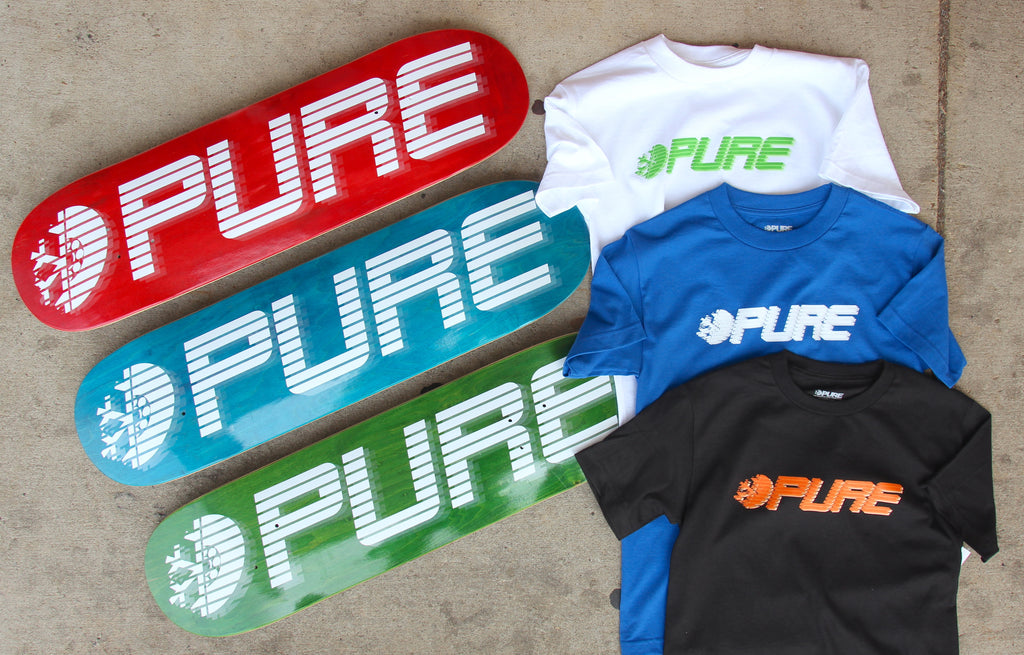 New Pure Speed T-shirts and Matching Skateboard Decks