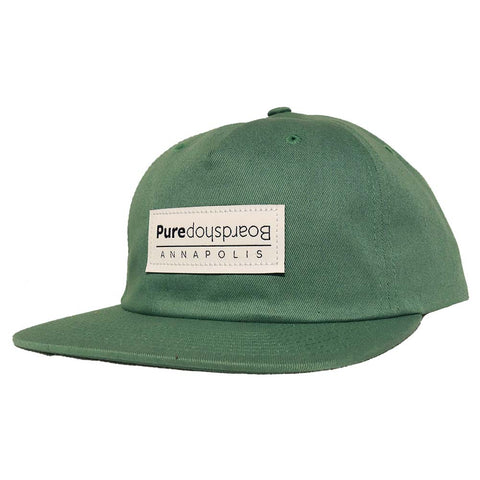 Pure UD Boardshop Leather Strapback Hat Washed Green Pure Boardshop