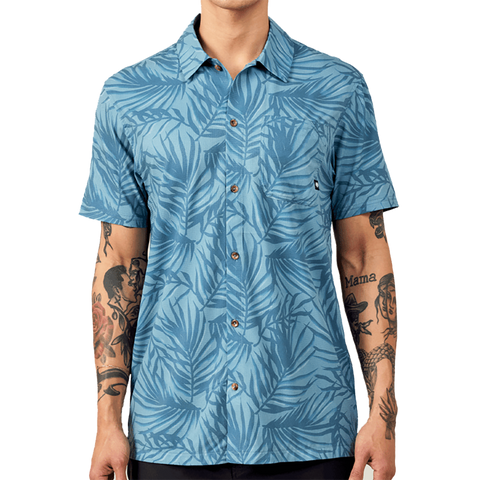 686 Nomad Perforated Short Sleeve Button Down Palm Blue pure boardshop