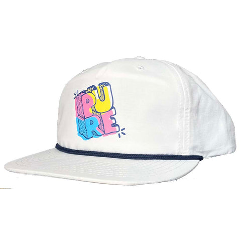 Pure Block Nylon Snapback Hat White Navy Pure Boardshop