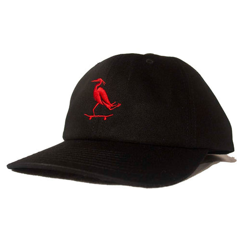 PURE Heron 6 Panel Curved Bill Hat Black Red Pure Boardshop