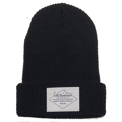 Pure Skyline Waffle Knit Beanie Black Pure Boardshop