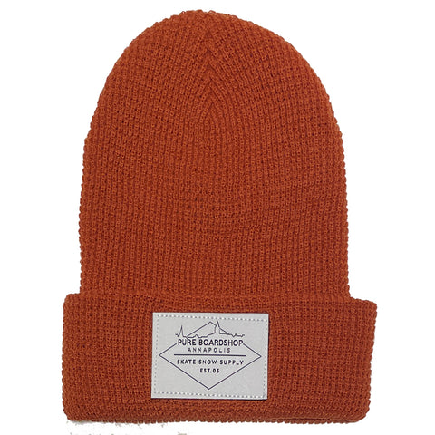 Pure Skyline Waffle Knit Beanie Rust Pure Boardshop