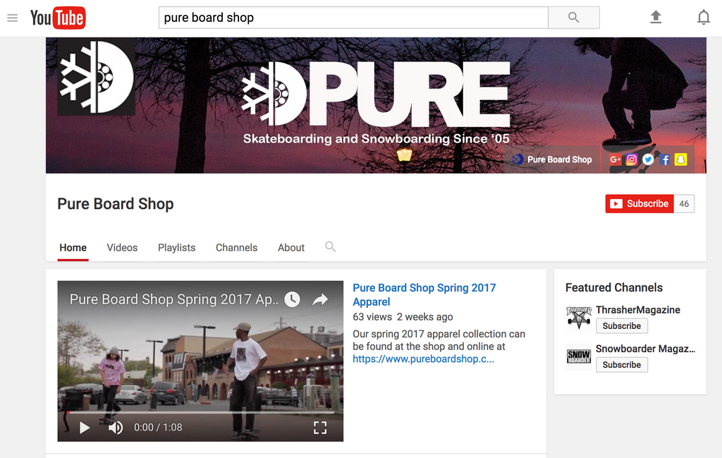 Pure Board Shop on YouTube