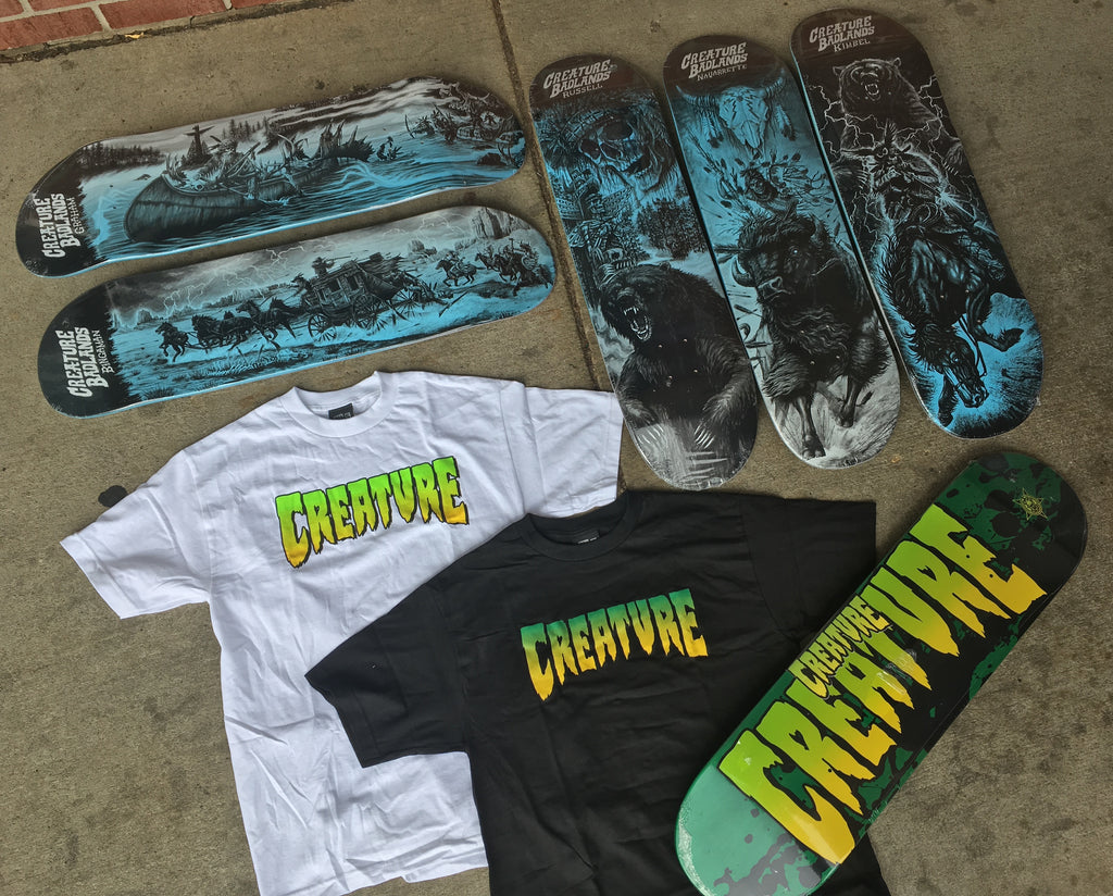 New Creature Skateboards and T-Shirts