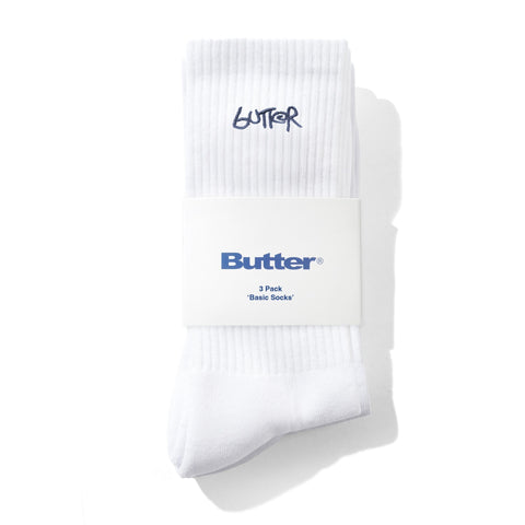 Butter Goods 3-Pack Basic Socks White Pure Boardshop 