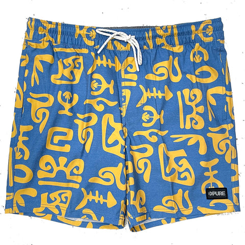 Pure Maikai Swim Shorts Blue/Yellow pure boardshop
