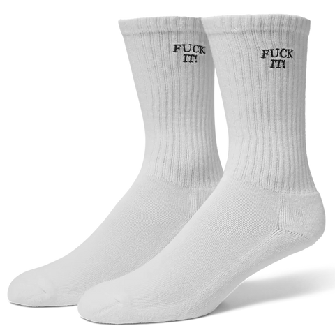 HUF Fuck It Embroidered Socks White Pure Boardshop 