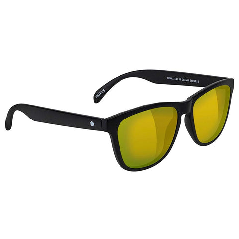 Glassy Deric Polarized Sunglasses black with gold mirror lens pure boardshop