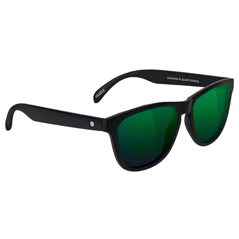 Glassy Deric Polarized Sunglasses black with green mirror lens pure boardshop