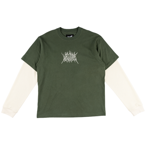 Welcome Chasm Layered Long Sleeve Knit Shirt ivy pure boardshop