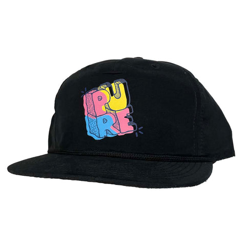 Pure Block Nylon Snapback Hat Black Black Pure Boardshop