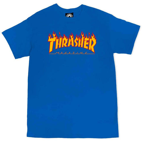 Thrasher Flame Logo T-Shirt Royal Blue Pure Boardshop