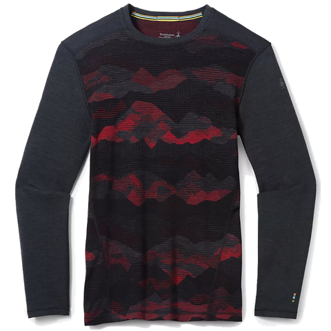 Smartwool Classic Thermal Merino Base Layer Pattern Crew Rhythmic Red Mountain Scape pure boardshop
